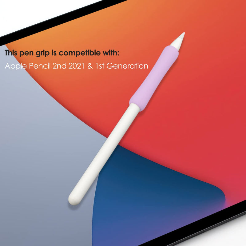 [Australia - AusPower] - ProElife 2-Pack Ergonomics Grip Holder Silicone Protective Sleeve Cover for Apple Pencil 2nd 2021 & 1st Generation iPad Pro 11'' 12.9'' 2021/2020/2018 Stylus Accessories Kits (Pink/Purple) Pink/Purple 