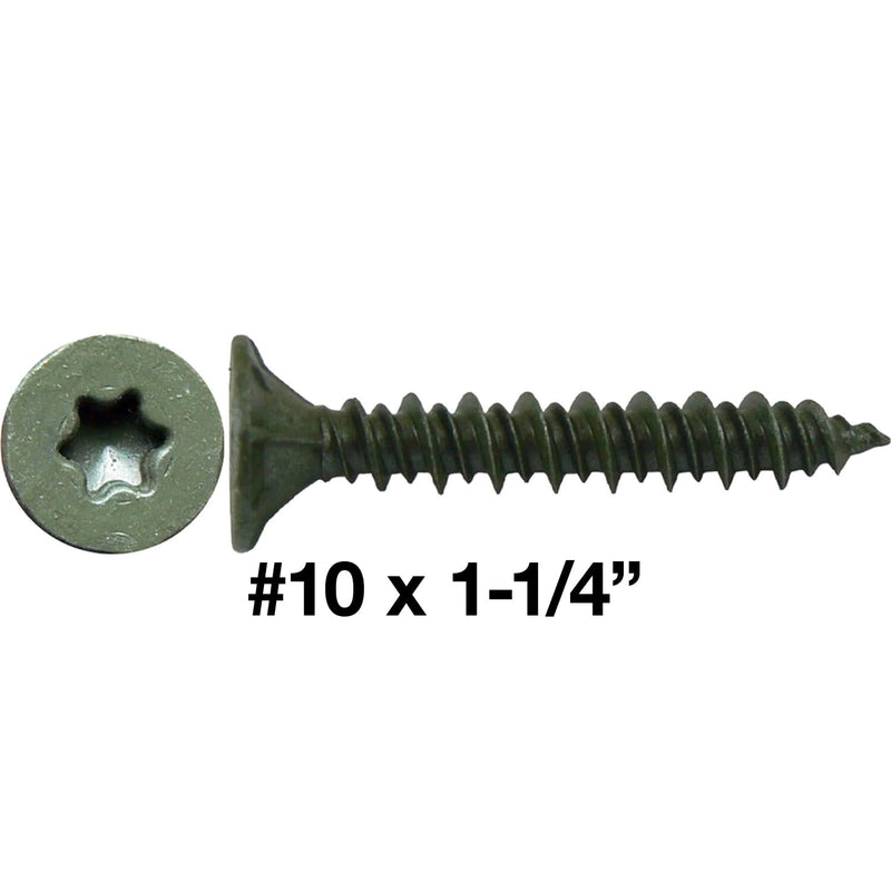 10x1-1/4 Sharp Point Torx/Star Head Screws for Fastening Cement Backer/Board/Tile- Torx/Star - T-25 Head - 1 Pound 166 Screws #10 x 1-1/4" Sharp Point 1 POUND 166 Screws