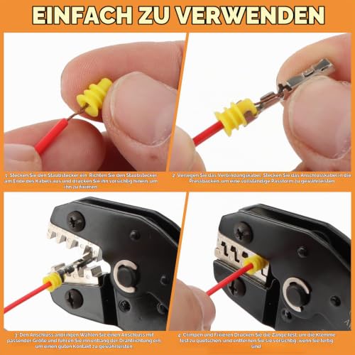 969pcs Car Connector Set with SN-58B Crimping Tool Cable Connector Pins 1.0-3.5mm Crimping Range 0.25-1.5mm² AWG 23-16 Sealing Plugs and 18 Unpin Tools for Car, Motorcycle and Boat 970 Stück