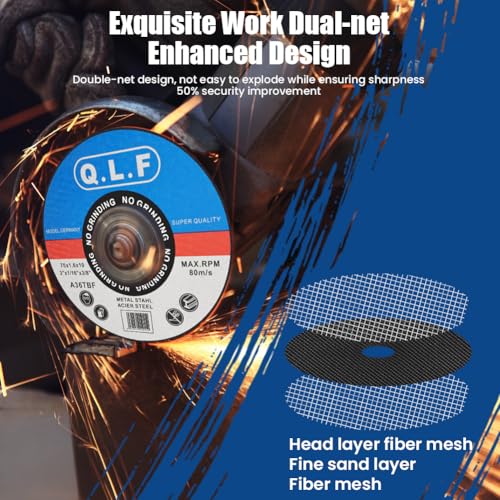 Cutting Discs, Pack of 10, 76 mm, 4 Types Cutting Discs | Flap Disc Set for Mini Angle Grinder, Discs, Sanding Discs for Metal Steel Iron Stainless Steel Wood Ceramic Tile 76mm 10 pieces
