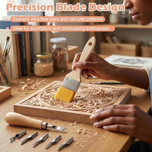 16 Piece Lino Cutting Tools Kit Lino Printing Tool Set & Wood Carving Kit