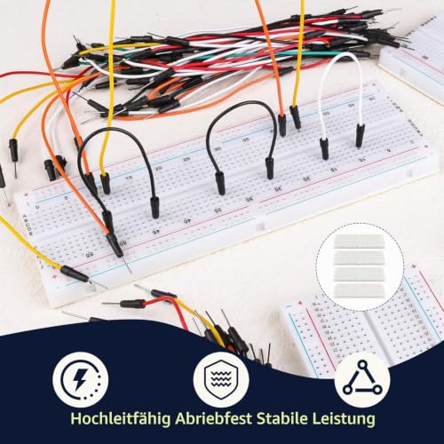 4 Pieces 830 Pin Breadboard Solderless Prototype PCB Board Kit, Solderless Breadboard 830 Points for Electronic Prototypes, Test Circuits and Arduino Proto Shield Distribution Connection Blocks