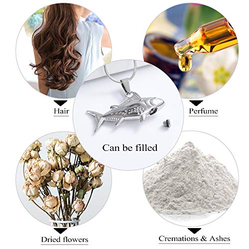 Imrsanl Fish Urn Necklaces Cremation Jewelry for Ashes Silver