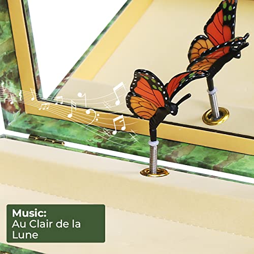 Enchantmints Musical Butterfly Jewelry Box Butterfly Spins to Music 3 Pullout Drawers