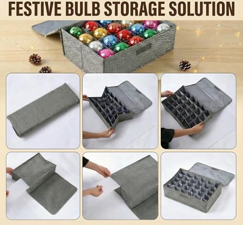 2 Pcs Light Bulb Storage 0rganizer, Christmas Light Storage Keep 30 Capacity Light Bulb Foldable Organizer with Lid Sturdy PP Board Fits Various Balls Standard Bulbs for Xmas Holiday