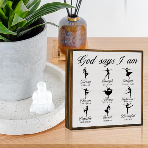 God Says I Am Ballet Dancing Decor Wood Sign Retro