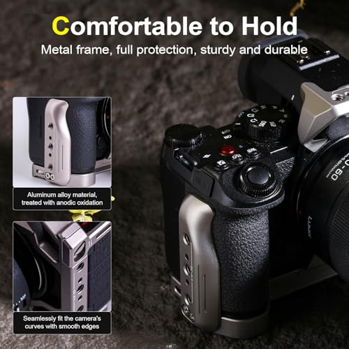 Full Camera Cage for LUMIX S5 II / S5 IIX / G9 II, Modular Rig with Dual Cold Shoes, Arca-Swiss Base & Quick Release for Video, Gimbal & Photography (Titanium) Titanium