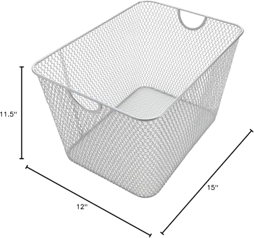 YBM HOME Kitchen Pantry Organizer Wire Basket for Shelves, Cabinets, Pantry, Countertop, Mesh Open Storage Bin Metal Basket for Organizing Food Supplies 14 x 10 x 9, Silver