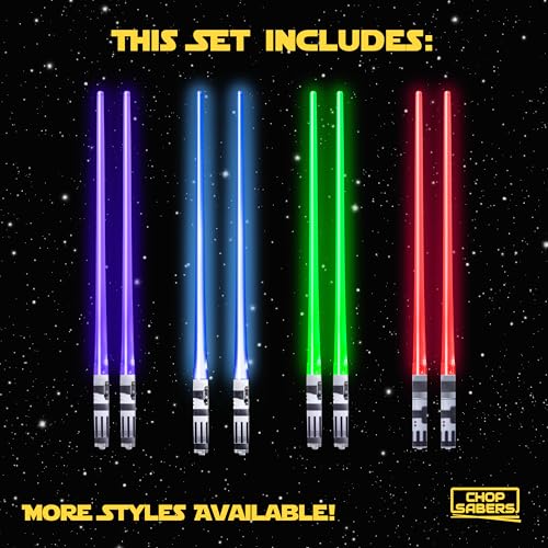 LightSaber Chopsticks Light Up Saber Led (4 Pairs, Red Blue Green Purple)