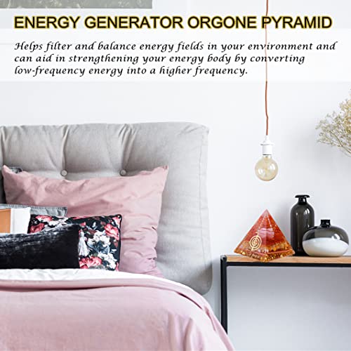 Orgone Pyramid for Positive Energy, Chakra, Wealth, Success - Chakra Orgonite Pyramid with Gemstones, Lucky Crystals, and Attract Lucky Home Decor Citrine Meditation