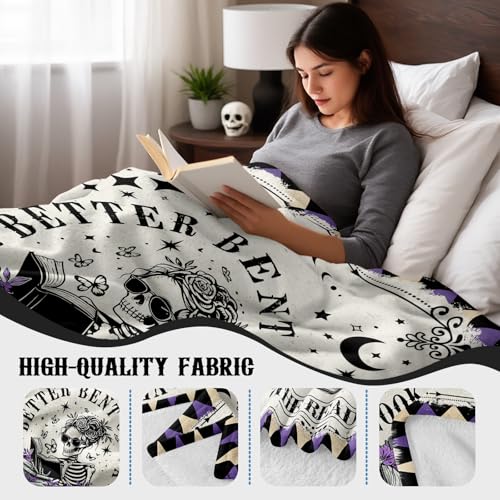 Book Lovers Gifts, Smutty Book Lover Gifts for Women, Reading Blanket 60x80 Skeleton-purple 60"x80"