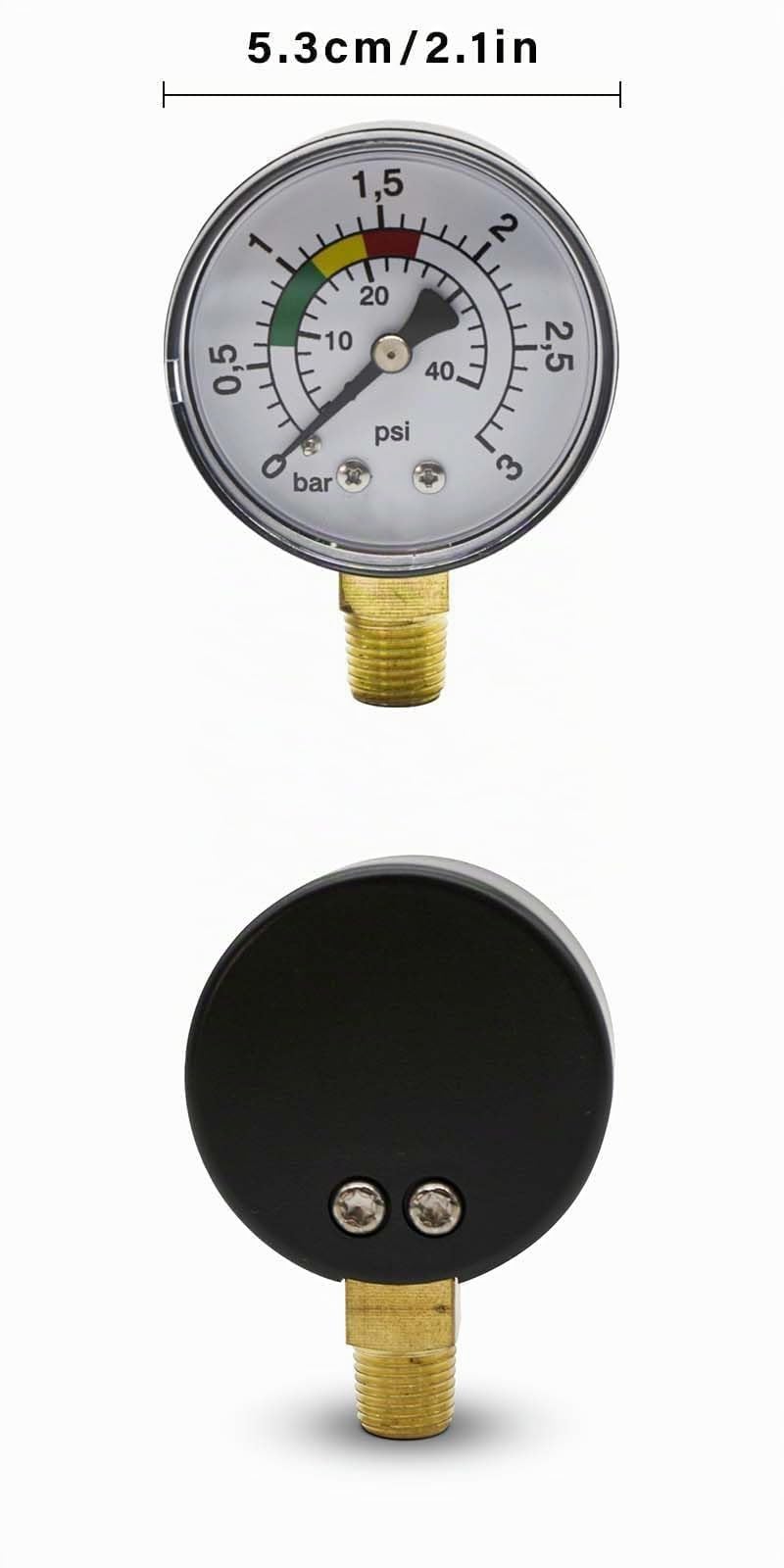 Pressure Gauge, High Precision Pressure Gauge, Water 0-3 Bar, 1/4 BSPT Compressed Air Pressure Gauge, Vertical Pressure Gauge, Swimming Pool Pressure Gauge, Low Pressure Gauge for Gas and Water