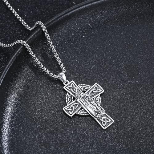 Midir&Etain 925 Sterling Silver Saint Patron Medal Necklace Amulet Protection Religious Christian Catholic Jewellery Gifts for Men Women E01-St Peregrine