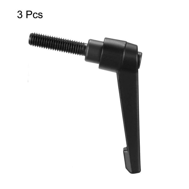 [Australia - AusPower] - uxcell M8 x 32mm Handle Adjustable Clamping Lever Thread Push Button Ratchet Male Threaded Stud Knobs Quick Release Screw Handles Bolts with Locking Lever Black 3pcs 