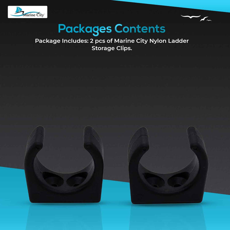 MARINE CITY Nylon Ladder Hooks Lightweight Spring Clamp for Easy Access Storage, Smooth Design, 1-1/4 Inches Diameter, Ideal for Boats, Marines, and Yachts (Pack of 2)
