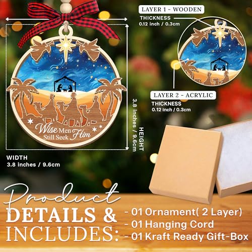 HEXMOZ Nativity Scene Ornaments - Catholic Religious Gifts for Women, Men Nativity 2