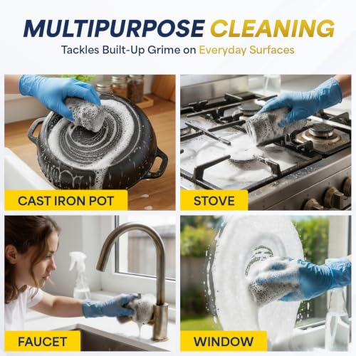 Ironraw steel wool cleaning and polishing kit with 00 and 0000 pads, brush, microfiber cloths, and gloves