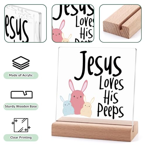 Religious Christian Gifts for Women Men Easter Acrylic Plaque with Wooden Stand Office Gifts for Coworkers Friends Funny Easter Gift for Women Men Religious Faith Desk Decor for Office Home Christmas