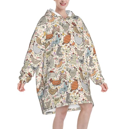 Wearable Blanket Oversized Blanket Hoodie Cozy Hoodie For Adults Sweatshirt Sweater Blanket Hoodie With Pocket Chicken