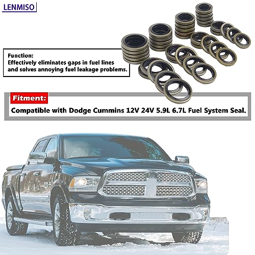 LENMISO fuel sealing washers for Dodge Cummins banjo bolts, 8mm–14mm, 40-piece set