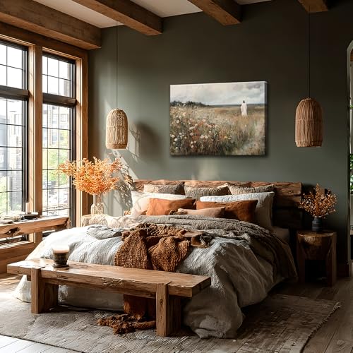 KYHDCJUB Jesus Canvas Wall Art Christian Wildflowers Painting Jesus Leaves the 99 Sheep Wall Art Christian Prints Wall Decor Religious Pictures Artwork for Living Room Bedroom Office Church 12x16 In Jesus Wildflowers 16"L x 12"W