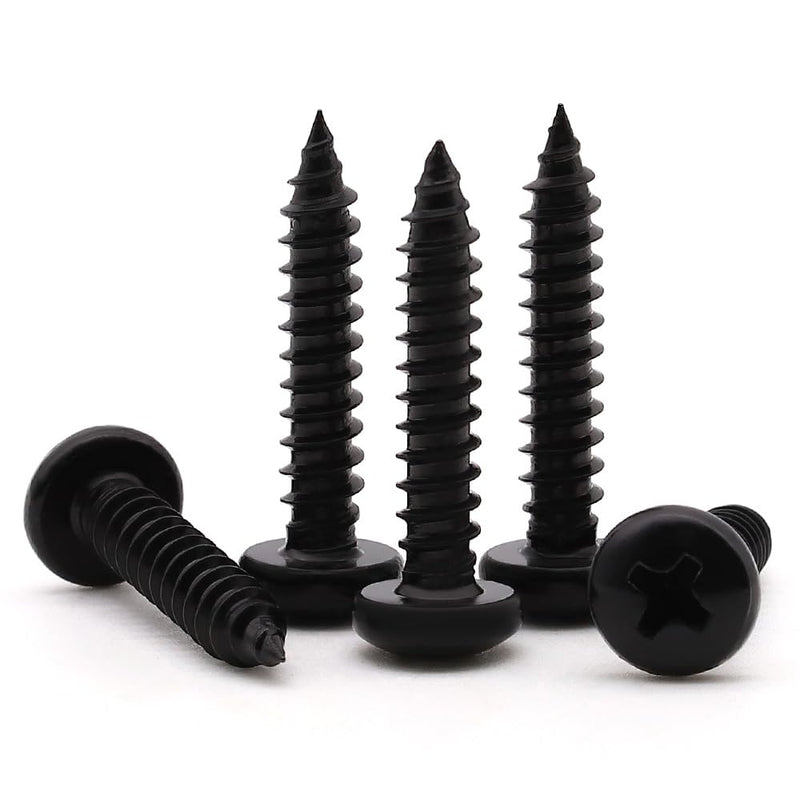 [Australia - AusPower] - #12 x 1/2" (50 Pack) Stainless Steel Phillips Pan Head Wood Screws, Stainless Steel 304 (18-8), Pan Head Sheet Metal Screws Self Tapping Screws, Black Coated #12 x 1/2" 50 
