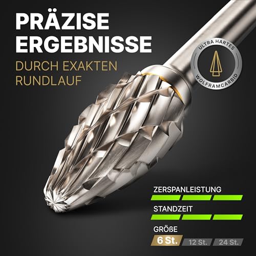 Eagle Focus Carbide Burr [Universal] 6 Metal Cutters - 3 mm Shank | Carbide Milling Cutters - Metal Cutters - Milling Pins for Metal - Metal Milling Cutter - Dremel Cutters - Milling Drills for Precise Milling - Set of 6 (6 mm head)