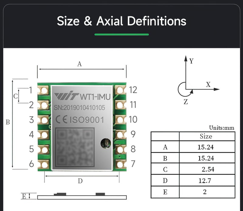 [Australia - AusPower] - [Arduino Acce Sensor+Inclinometer] WT1-IMU ICM42607 High Precision Dual-Axis Inclinometer Tilt Angle(X 180°, Y 90°) with Kalman Filter Low Power, 2-axis MPU6050 USB IMU AHRS Module 