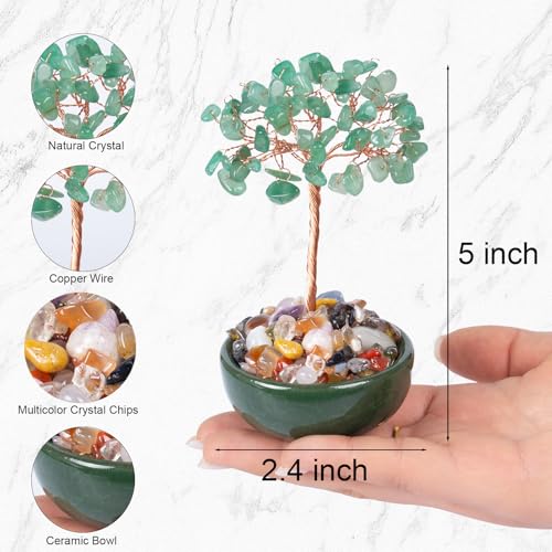 Green Aventurine Crystal Tree of Life, Feng Shui Money Tree Decor Green Aventurine Tree-3