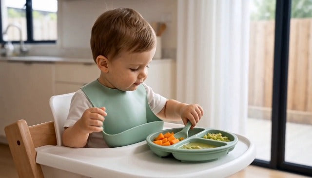 13Pcs Silicone Baby Feeding Set for Baby Led Weaning, Infant Toddler Green