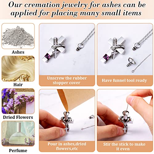 Jexine 10 Pcs Urn Necklace Cremation Jewelry for Men Purple