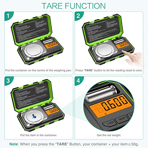 ORIA Digital Milligram Scale, 50g x 0.001g Pocket Jewellery Scale, Green 50g/0.001g