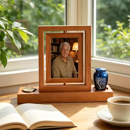 Picture Frame mini urn,Small urn for Ashes with Picture,Mini Cremation Urn Memorial Candle-Holder for Loss of Loved One Frame Hold a 4’’-6’’ Photo Small Keepsake urns
