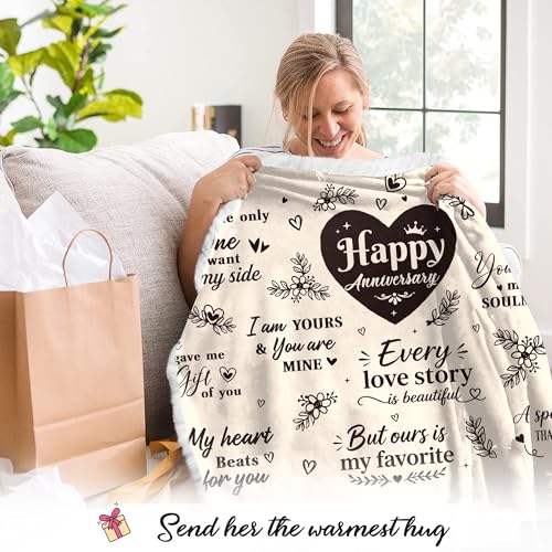 Vprintes Happy Anniversary Wearable Blanket - Gifts for Wife Her on Anniversary