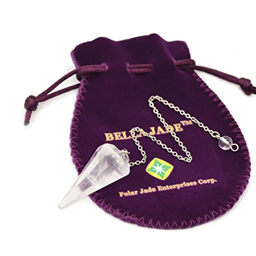 Polar Jade Natural Crystal Pendulum with Chain & Pouch Quartz