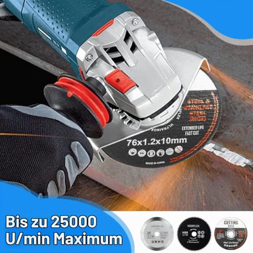 Cutting Discs, Cutting Disc, 76 mm, Sanding Discs for Angle Grinder, Cutting Disc, Cutting Disc, Flex Discs for Cutting Metal, Wood, Stone, Plastic, Ceramic, for 10 mm Bore