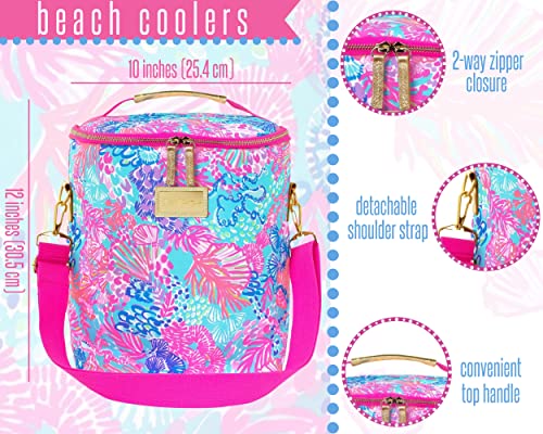 Lilly Pulitzer Insulated Soft Beach Cooler with Adjustable/Removable Strap and Double Zipper Close Splendor in the Sand