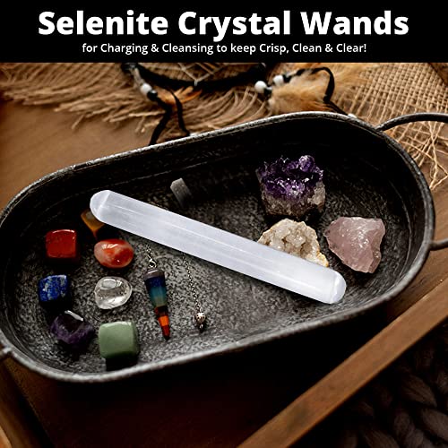 WBM Selenite Crystal Massage Wand 6 Inches, Moroccan Healing Crystal Best for Gift and Home Decor