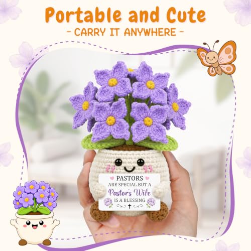 Pastor's Wife Appreciation Gifts, Cute Crochet Doll Hydrangea Potted Plant Pastor's Wife