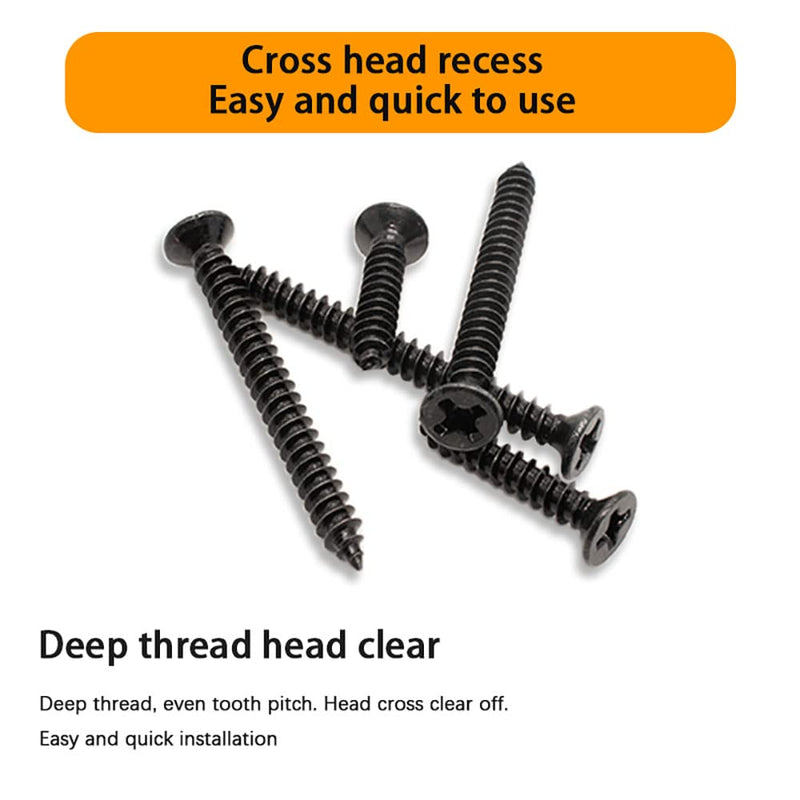 [Australia - AusPower] - M4 Flat Head Self Tapping Wood Screws Assortment Fasteners Kit 360Pcs,Phillips Drive Countersunk Head Self-Tapping Screws,Carbon Steel M4 carbon steel-flat head 360 