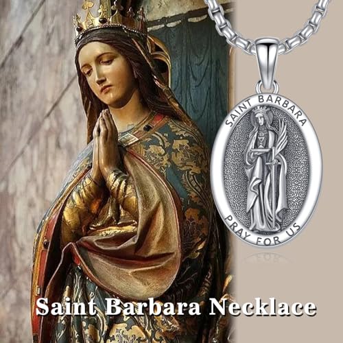SIMONLY Goddess Necklace for Women 925 Sterling Silver Goddess Amulet Necklace Ancient Egypt Greek Mythology Jewelry 27-Saint Barbara