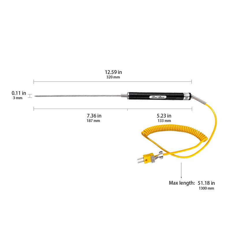 [Australia - AusPower] - K Type Thermocouple Probe, Handheld Temperature Sensor Thermocouple Probe Stainless Steel Probe K Type Sensor High Temperature Thermocouple -50 to 400℃ (NR-81539) NR-81539 