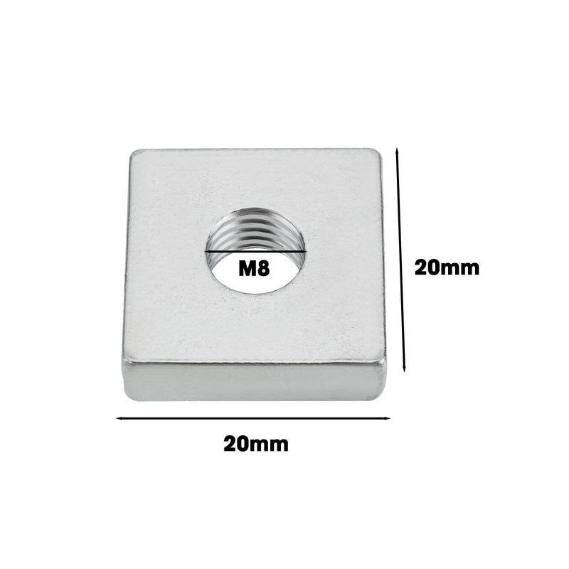[Australia - AusPower] - SING F LTD 20Pcs M8 Square Nuts Galvanized Steel T-Slot Nut 20x20x6 mm Suitable for Furniture Equipment Construction Electrical Appliances Industrial Machinery 