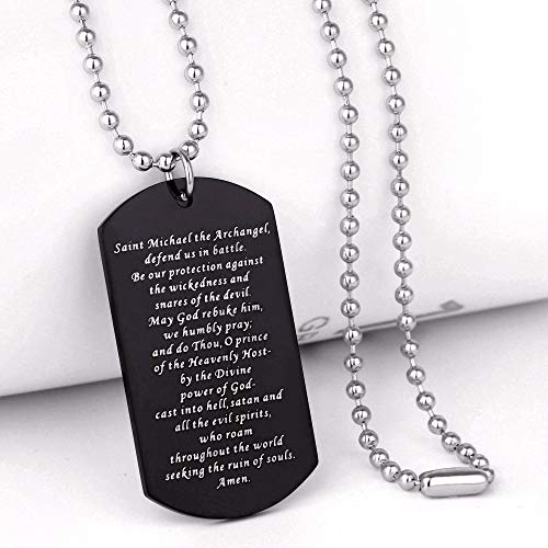 Scripture Baptism Holy Bible Verse Dog Tag Necklace,Engraved Catholic Christian Communion Confirmation Rite Religious Gift Saint Michael Archangel