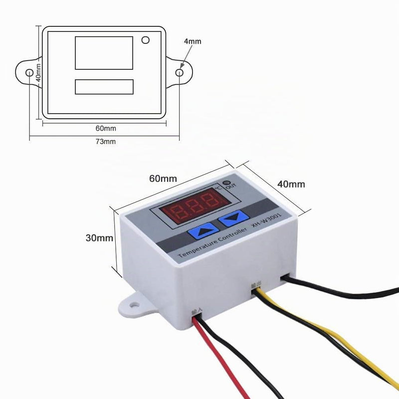 ARCELI Digital LED Temperature Controller Module, XH-W3001 Thermostat Switch with Waterproof Probe, Programmable Heating Cooling Thermostat (12V)