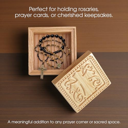SOUTHLISA Hand-Carved Wooden Cross Keepsake Box, Natural Solid Wood Christian Gift Box for Rosary, Prayer Cards, Jewelry & Meaningful Faith Gifts for Women, Men, Friends & Loved Ones Wooden Cross Box