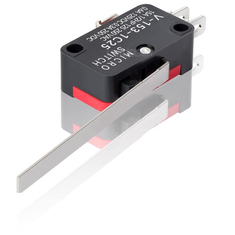 [Australia - AusPower] - 10Pcs Lead Limit Switch Long Straight Hinge Lever, SPDT 1NO 1NC Snap Action Micro Switch V-153-1C25 