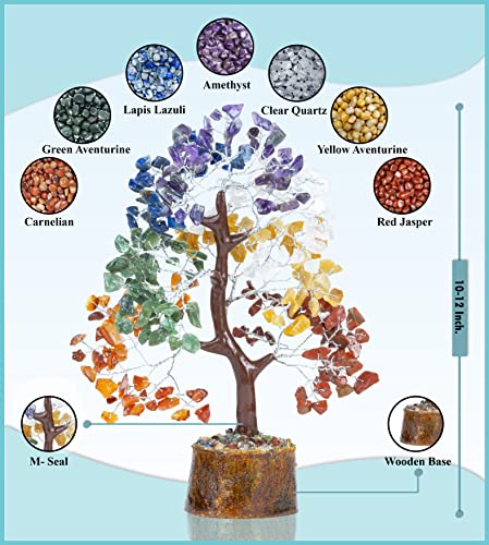 7 Chakra Crystal Tree of Life with Bracelet & 2 Pendants Feng Shui Bonsai 002 Seven Chakra (Silver Wire)