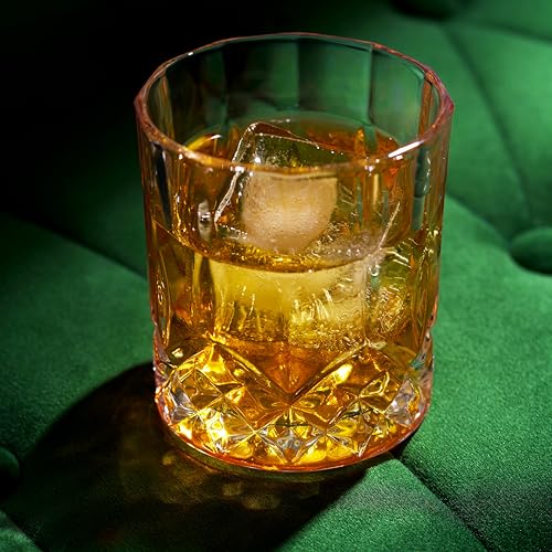 Viski Admiral Rocks Glasses, Clear Crystal Glass Gifts for Men 9oz Set of 2