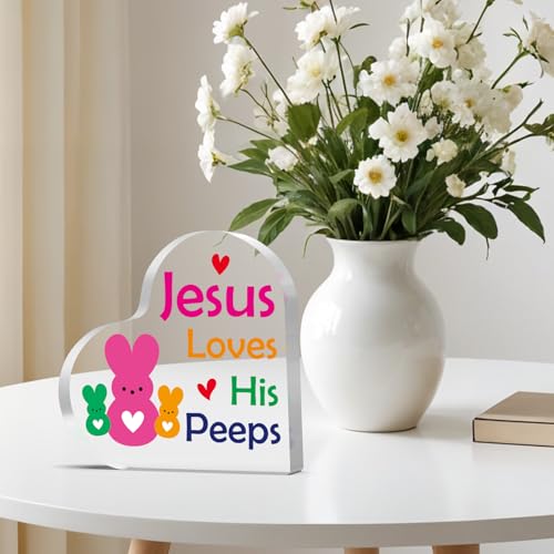Christian Sign for Women Men Easter Decorations Inspirational Decorations Sign Religious Gifts Catholic Spiritual Gift for Mom Dad Daughter Son Sister Brother Friend Gift Home Decor Acrylic Plaque